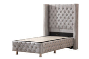 LIT COFFRE CLOUTÉ 1 place - GRIS/BEIGE/ROSE