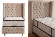 LIT COFFRE CLOUTÉ 1 place - GRIS/BEIGE/ROSE