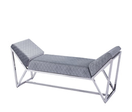 BANQUETTE LOUNGE CHROME VELOURS GRIS