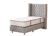 LIT COFFRE CLOUTÉ 1 place - GRIS/BEIGE/ROSE