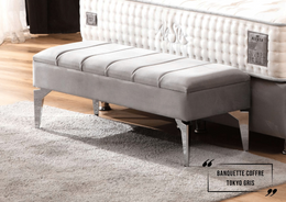 Banquette Coffre Tokyo en Velours – Élégance Moderne et Rangement Discret