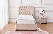 LIT 1 PLACE ERES CAPITONNÉ VELOURS BEIGE