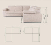 Canapé BOSTON - TISSU MARBELLA - BEIGE/GRIS