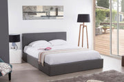 LIT COFFRE BASTIEN EN SIMILICUIR - BLANC/GRIS/NOIR