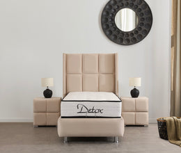 Lit RIO 1 Place 90x190 cm Velours Design | Beige ou Gris