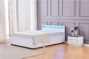 LIT LED EN SIMILICUIR A TIROIRS - BLANC/GRIS/NOIR