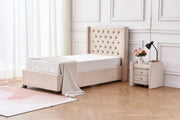 LIT 1 PLACE ERES CAPITONNÉ VELOURS BEIGE