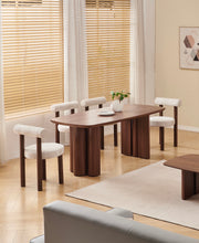 TABLE À MANGER TRINITY NOYER/TRAVERTIN/HÊTRE - CÉRAMIQUE/MDF