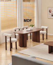 TABLE À MANGER TRINITY NOYER/TRAVERTIN/HÊTRE - CÉRAMIQUE/MDF