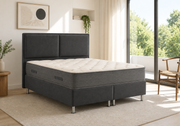 LIT COFFRE EKO - VELOURS ANTHRACITE/BEIGE - 140x190