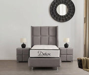 Lit RIO 1 Place 90x190 cm Velours Design | Beige ou Gris