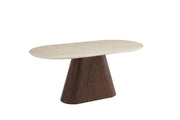 TABLE REPAS OURLET PIED NOYER PLATEAU EFFET CERAMIQUE TRAVERTIN