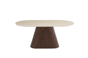 TABLE REPAS OURLET PIED NOYER PLATEAU EFFET CERAMIQUE TRAVERTIN
