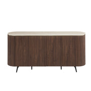 BUFFET STONEA - EFFET NOYER/TRAVERTIN - 4 PORTES 180x40x85cm
