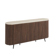 BUFFET STONEA - EFFET NOYER/TRAVERTIN - 4 PORTES 180x40x85cm