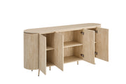 BUFFET STONEA - EFFET NOYER/TRAVERTIN - 4 PORTES 180x40x85cm