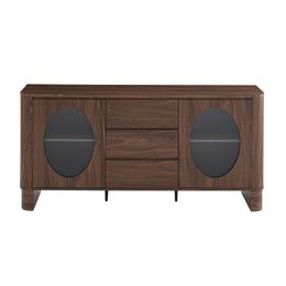 BUFFET (MEUBLE TV) ODEO NOYER/TRAVERTIN - 2 PORTES 180x40x85cm