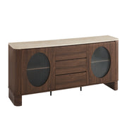 BUFFET (MEUBLE TV) ODEO NOYER/TRAVERTIN - 2 PORTES 180x40x85cm
