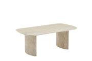 TABLE BASSE TINA PIED EFFET TRAVERTIN PLATEAU CERAMIQUE TRAVERTIN MAT - 120x60x45cm