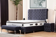 Lit Coffre LUNA - BEIGE/GRIS Anthracite
