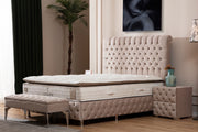 Lit Coffre LUNA - BEIGE/GRIS Anthracite