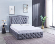 CADRE DE LIT TREND - 140x190cm - VELOURS GRIS