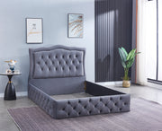 CADRE DE LIT TREND - 140x190cm - VELOURS GRIS