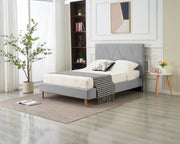 LIT SQUARE - PIED BOIS - SIMILICUIR - BEIGE/BLANC/GRIS/NOIR