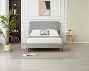 LIT SQUARE - PIED BOIS - SIMILICUIR - BEIGE/BLANC/GRIS/NOIR