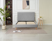 LIT SQUARE - PIED BOIS - SIMILICUIR - BEIGE/BLANC/GRIS/NOIR