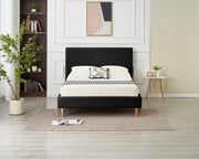 LIT SQUARE - PIED BOIS - SIMILICUIR - BEIGE/BLANC/GRIS/NOIR
