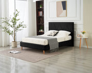LIT SQUARE - PIED BOIS - SIMILICUIR - BEIGE/BLANC/GRIS/NOIR