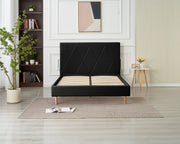 LIT SQUARE - PIED BOIS - SIMILICUIR - BEIGE/BLANC/GRIS/NOIR
