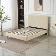 LIT SQUARE - PIED BOIS - SIMILICUIR - BEIGE/BLANC/GRIS/NOIR