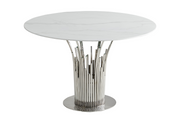 TABLE A MANGER FLUTE CHROME/GOLD MARBRE BLANC