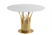 TABLE A MANGER FLUTE CHROME/GOLD MARBRE BLANC