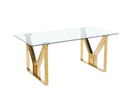 TABLE REPAS IGREC - CHROME/GOLD TRANSPARENT