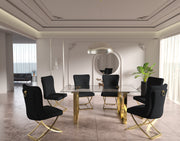 TABLE REPAS IGREC - CHROME/GOLD TRANSPARENT