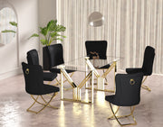 TABLE REPAS IGREC - CHROME/GOLD TRANSPARENT