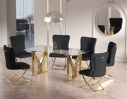 TABLE REPAS IGREC - CHROME/GOLD TRANSPARENT