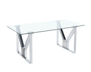 TABLE REPAS IGREC - CHROME/GOLD TRANSPARENT