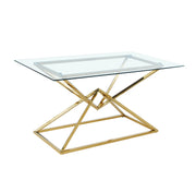 TABLE à MANGER PYRAMIDE - CHROME/GOLD TRANSPARENT