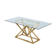 TABLE à MANGER PYRAMIDE - CHROME/GOLD TRANSPARENT