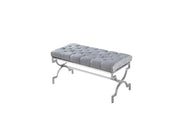 BANQUETTE CROSS CAPITONNÉ CHROME VELOURS GRIS