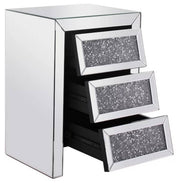 CHEVET 3 TIROIRS MIROIR ET DIAMOND