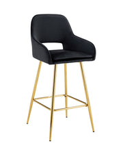 TABOURET DE BAR ATHENA - PIED METAL NOIR/CHROME/GOLD