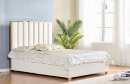 LIT TONY A BORDURE DOREE VELOURS - BEIGE/ANTHRACITE