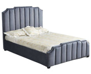 LIT PEPPER CAPITONNE EN LIGNE VELOURS BEIGE/GRIS