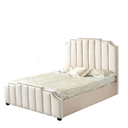 LIT PEPPER CAPITONNE EN LIGNE VELOURS BEIGE/GRIS