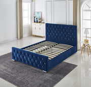 LIT PRESTIGE CAPITONNE AVEC DIAMANT VELOURS - BLANC/BLEU/GRIS/MOKA/NOIR